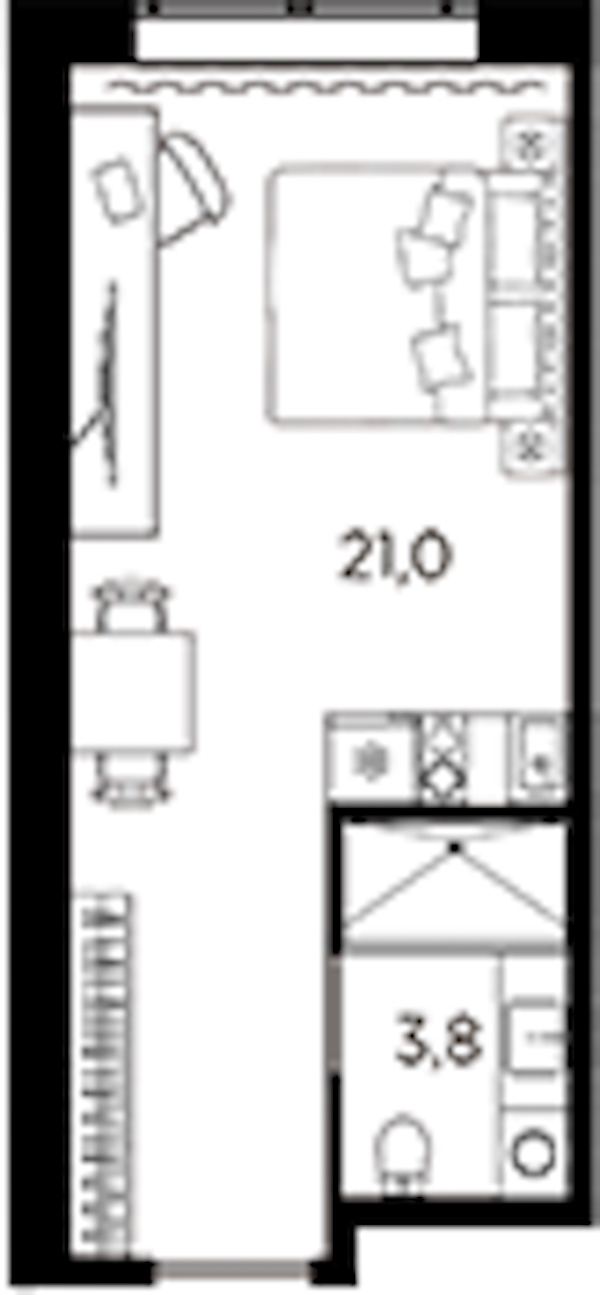 Квартира студия 24.8 м², 5/13 эт., ЖК «AVENIR Industrial»